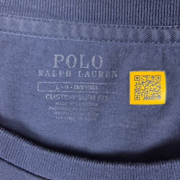 Polo Ralph Lauren Mens Large Navy Blue Long Sleeve T Shirt Red Logo - Picture 7 of 11